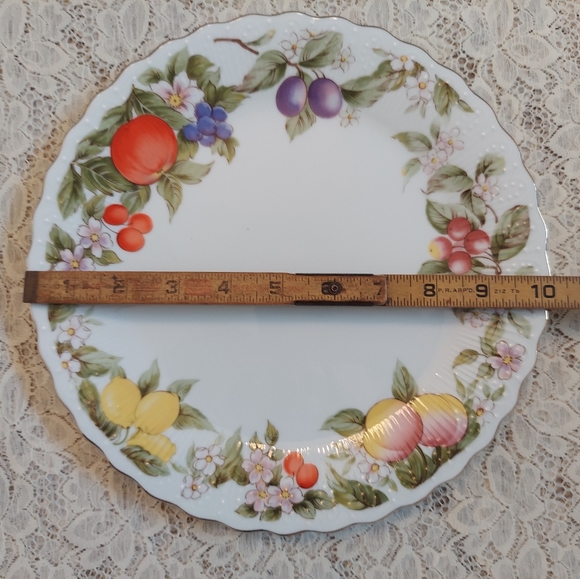 Vintage Cake Plate and Server Set Fruit and Flower Design Andrea by Sadek - Picture 8 of 14